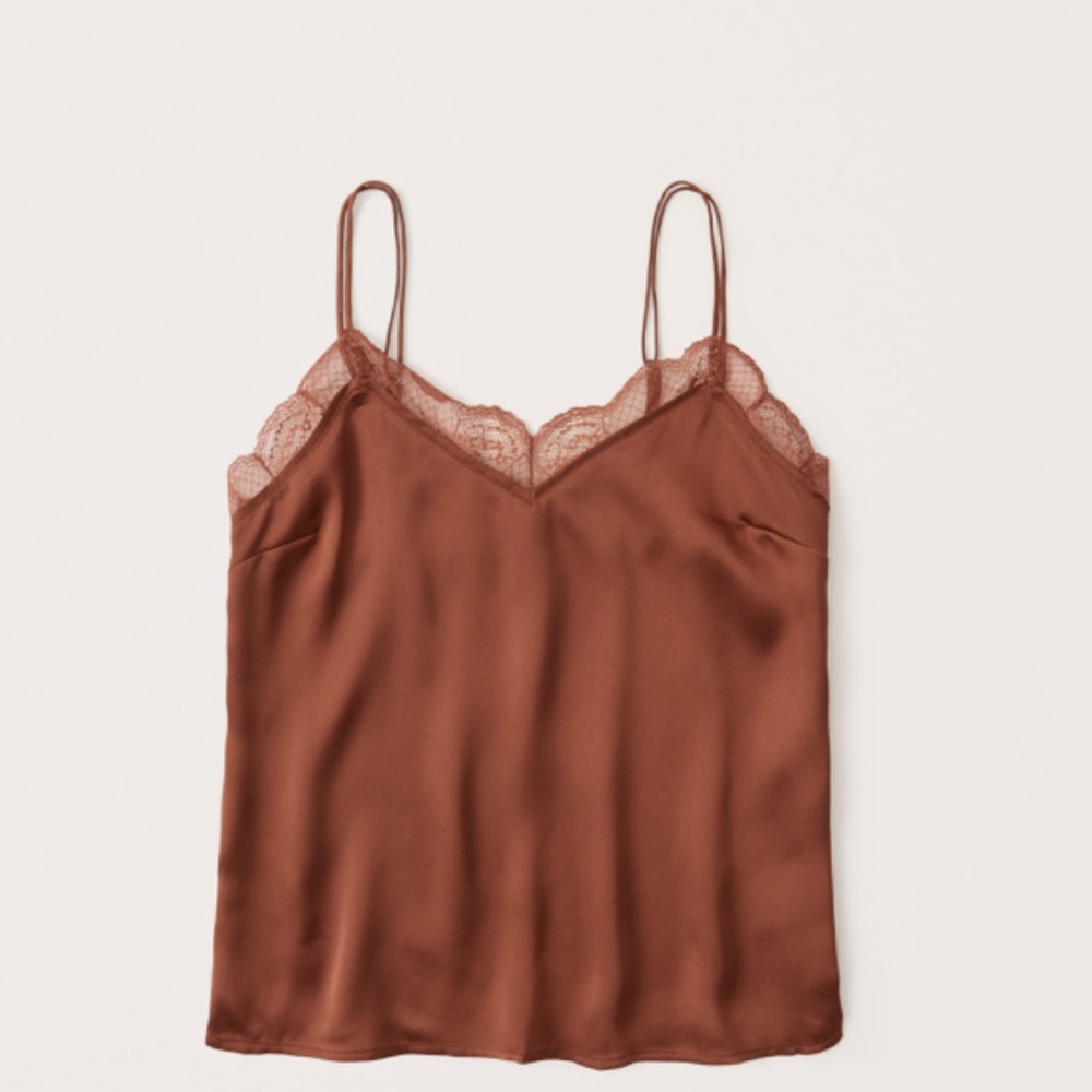 Abercrombie lace trim double strap satin cami